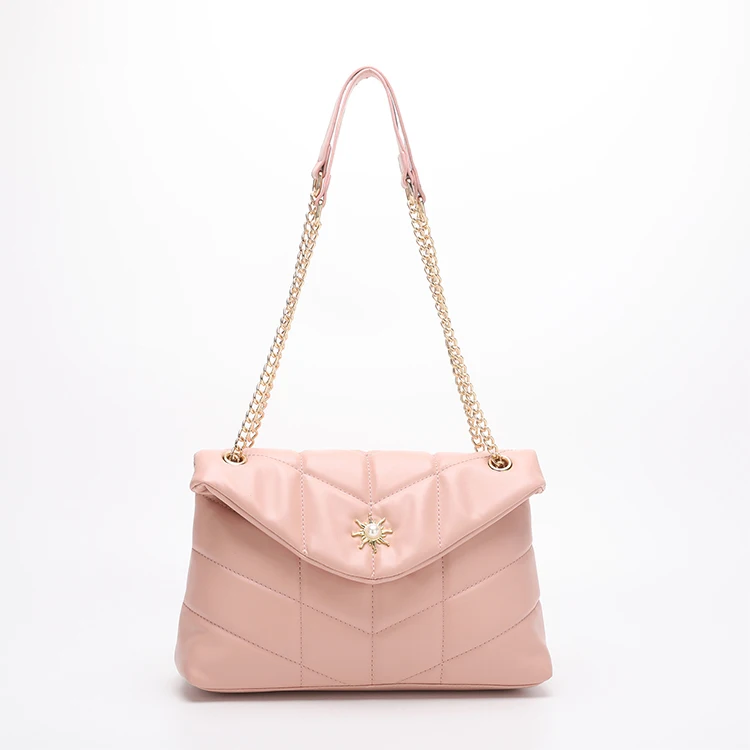 

EM1067 New 2022 vegan leather rhomboids sling bag women crossbody purses ladies chain handbags