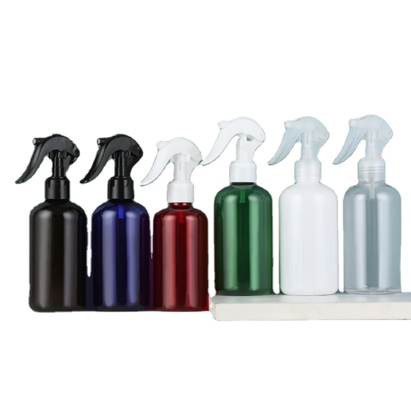 

Empty 250ml PET Black Blue Green White clear plastic spray bottle with Trigger Sprayers