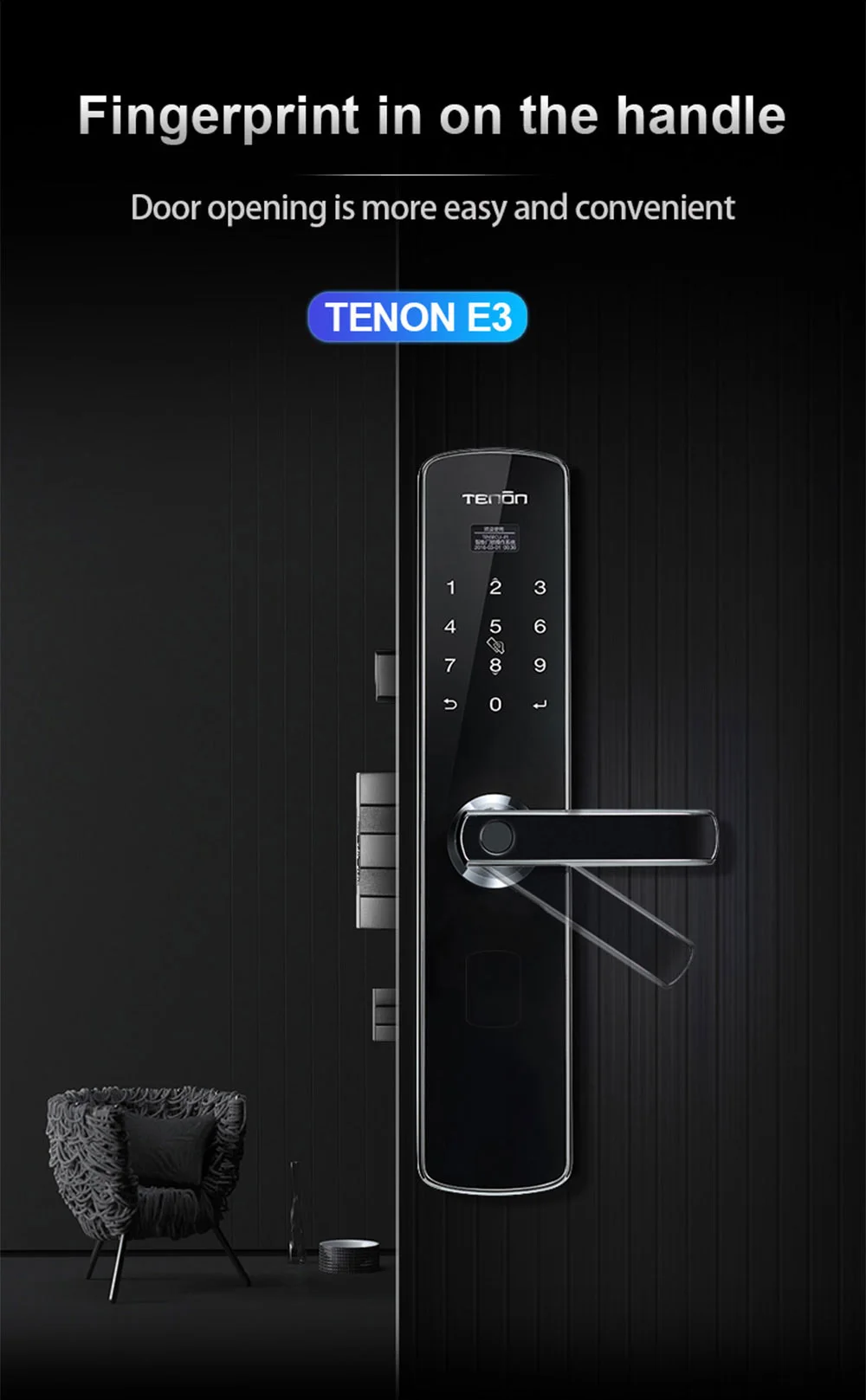 Tenon E3c Keyless Intelligent Biometric Fingerprint Door Lock Digital