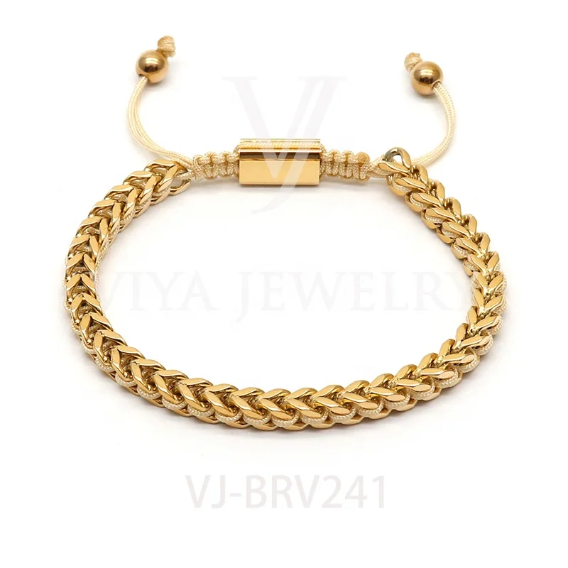 

100% Handmade Macrame Hip Hop Chains 316L Stainless Steel Chain Bracelet High quality polished