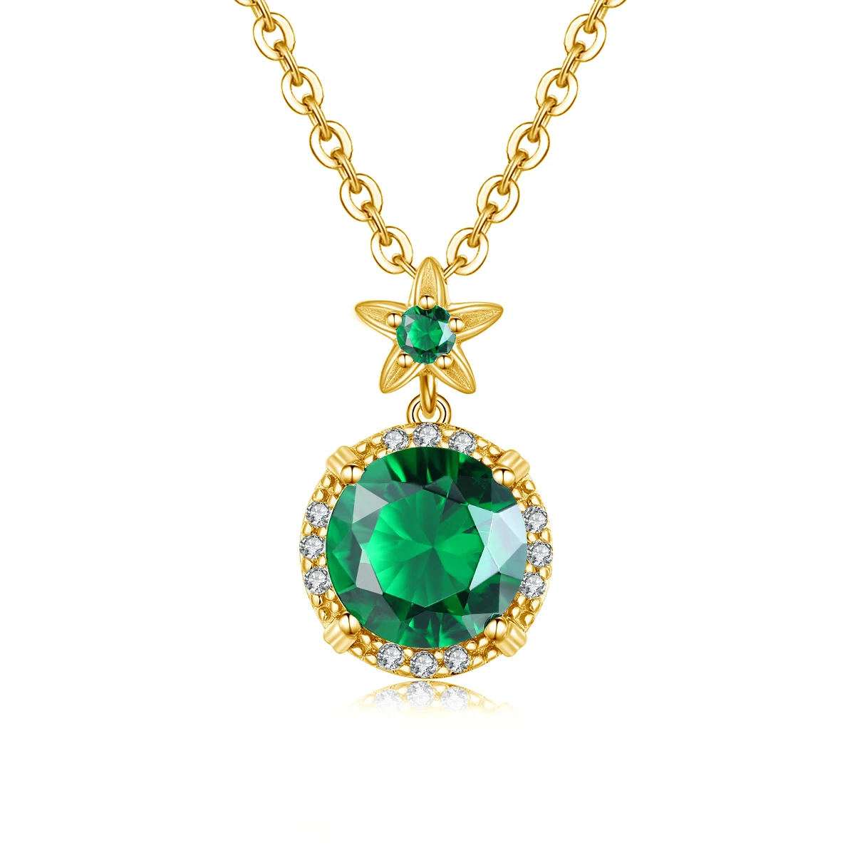 

Factory Outlet Women's 24K Gold Emerald Pendant Chain 100% Real 925 Sterling Silver Green Stone Pendants Luxury Fine Jewelry