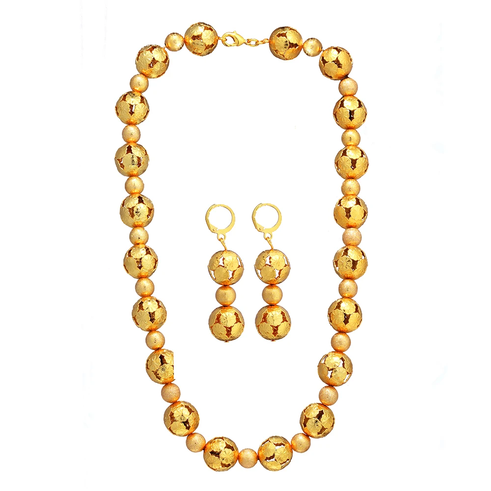 

Ethlyn African Jewelry Sets Beaded Necklace Earrings Ethiopian Gold Jewelry Set for Women Wedding Party Bridal Earrings S332