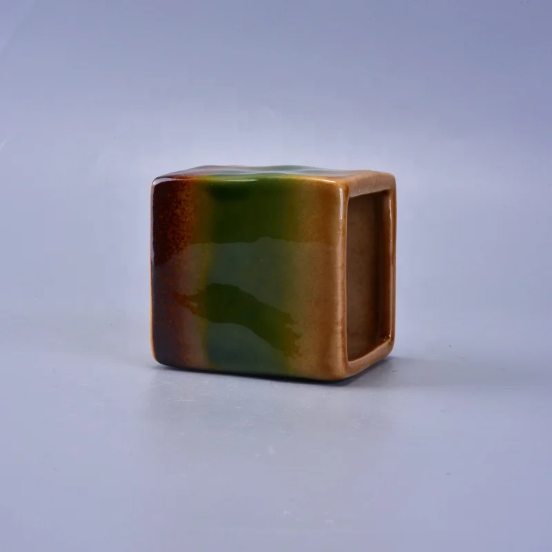 Square ceramic candle tealight holder for home decor