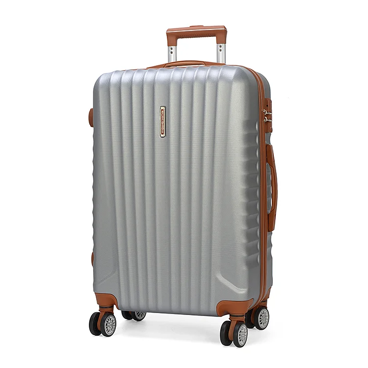 

3 Pieces Set 19/24/28 Inch ABS 4 Wheel Spinner Designer Trolley Luggage Suitcase, Gray/champagne/silver