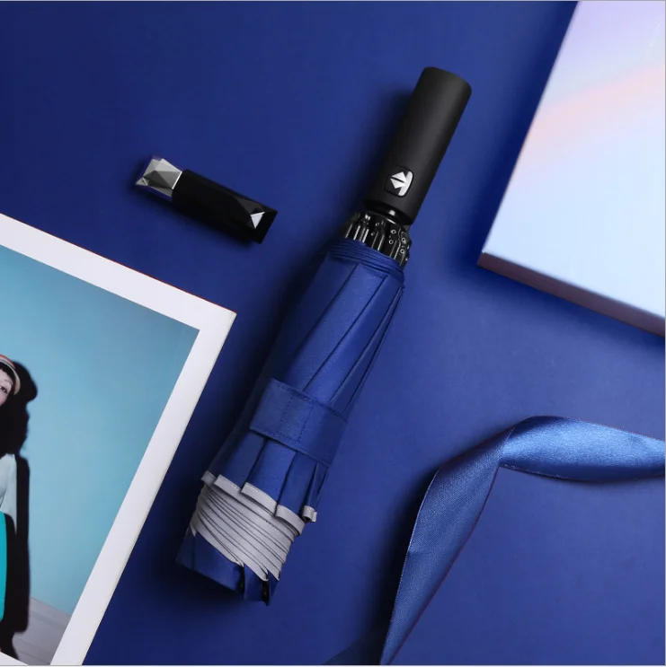 
Business gifts 3 fold Reverse Reflective light Automatic umbrella with Customer logo printing 