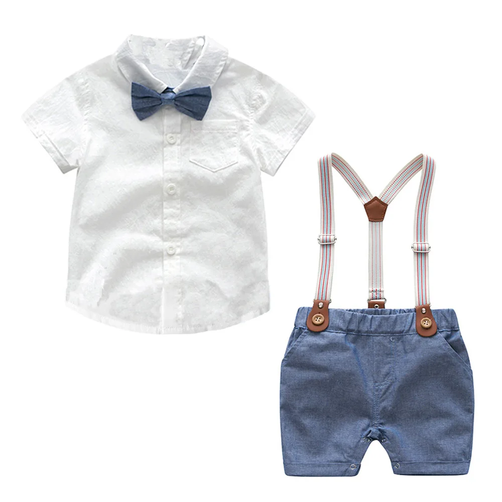 

Baby Clothes Boy Set Bowtie Suspenders Gentleman Outfits Short Sleeve Baby Romper Fashion Gentleman Baby Clothes Suit