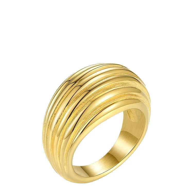 

Latest High quality 18k Gold Plated Stainless Steel Coil Shape Ring R204069