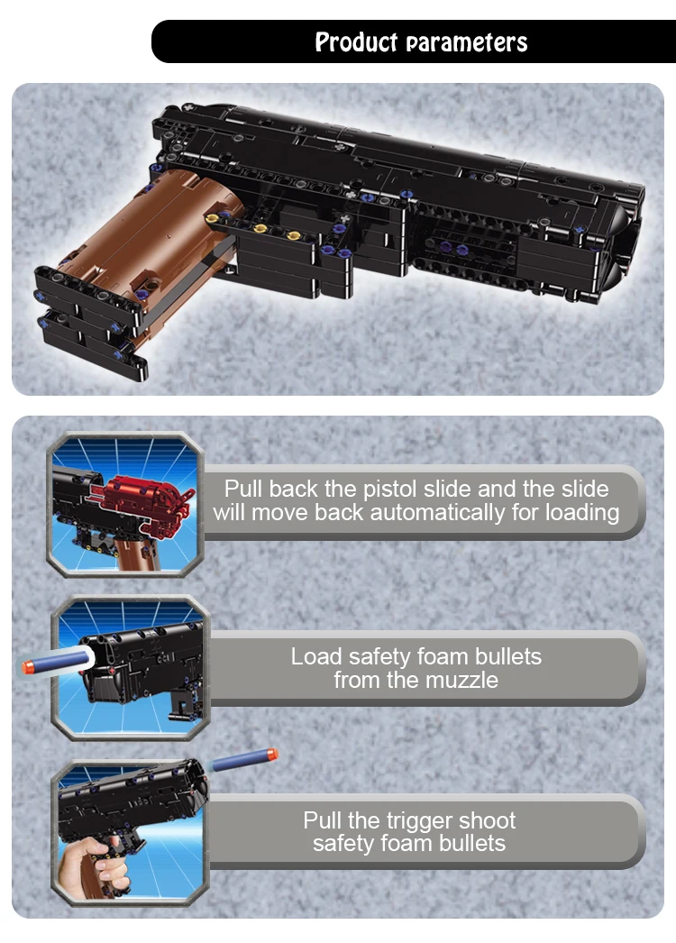 Details about   Desert Eagle Manual Soft Shooting Building Blocks Gun Toys 10 Safe Foam Bullets 