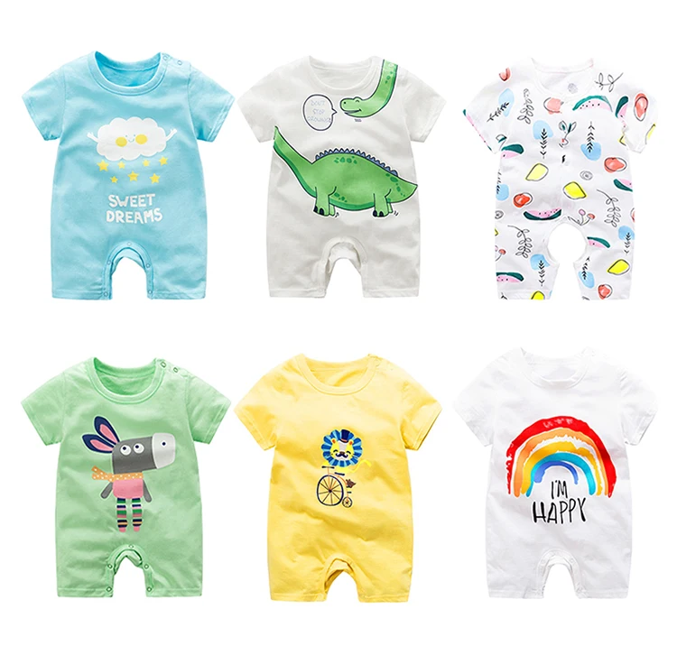 

Custom Wholesale 2020 Short Sleeve Newborn Baby Boys Girls Onesie 100% Organic Cotton Clothes Baby cloth, As the picture