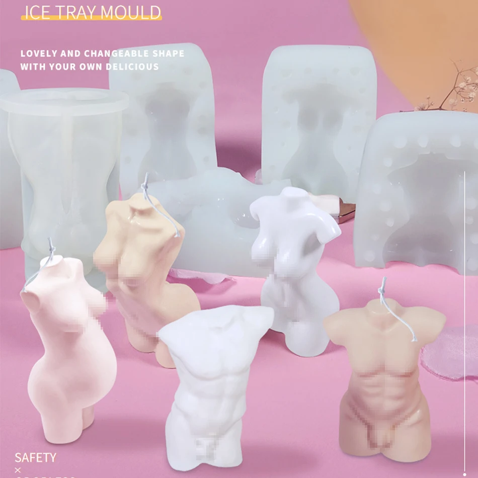 

ODM Molde De Silicona Para Velas Human Body Candle Mold DIY Gift Women Man Torso Candle Silicone Molds, Transparent white