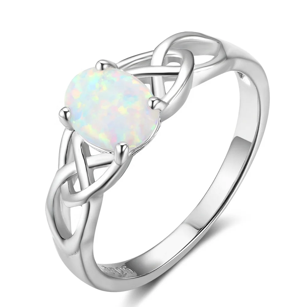 

925 Sterling Silver Opal Knot Ring Band for Women Opal October's Birthstone Wedding Engagement Ring Size 6 7 8