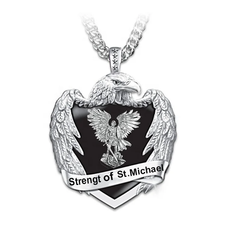 

Men's Fashion Hip Hop Divine Power Archangel Eagle Pendant Wing Necklace