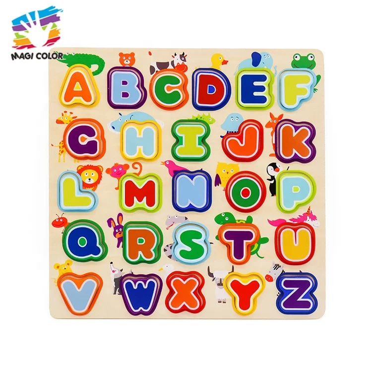 
Ready To Ship educational baby wood toy animal alphabet puzzle for early learning W14B113 