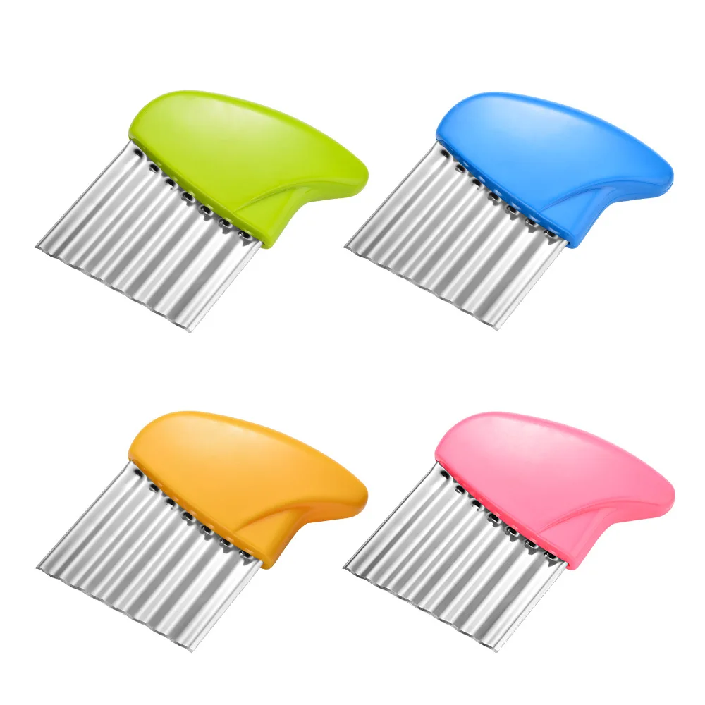 

Wave-shaped stainless steel tool onion potato chip french fry corrugated cutting knife, Pink, green, yellow, blue