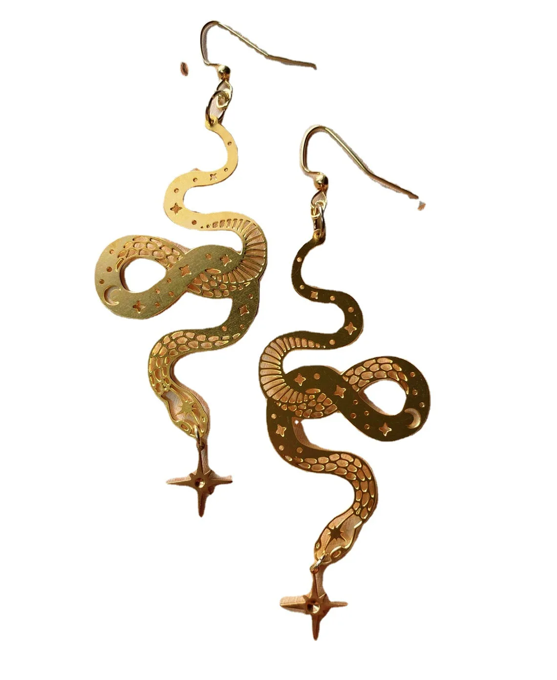 

Fashion Bohemian Earrings Golden Star and Moon Pattern Snake Earrings