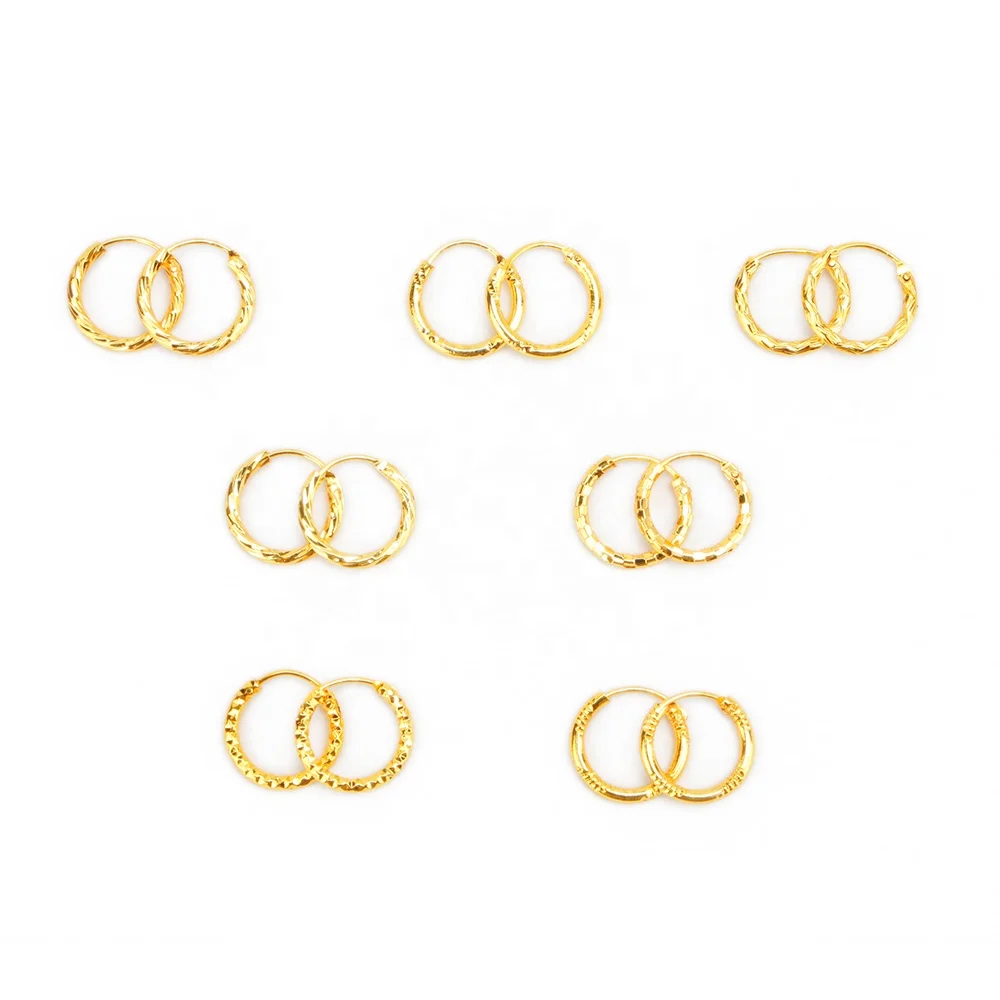 

Jinxiuxing Huggie Hoop Earrings 24k Gold Plated Circle Fashion Earring Hoops Gold Filled Solid Earring Women Wholesale, Golden