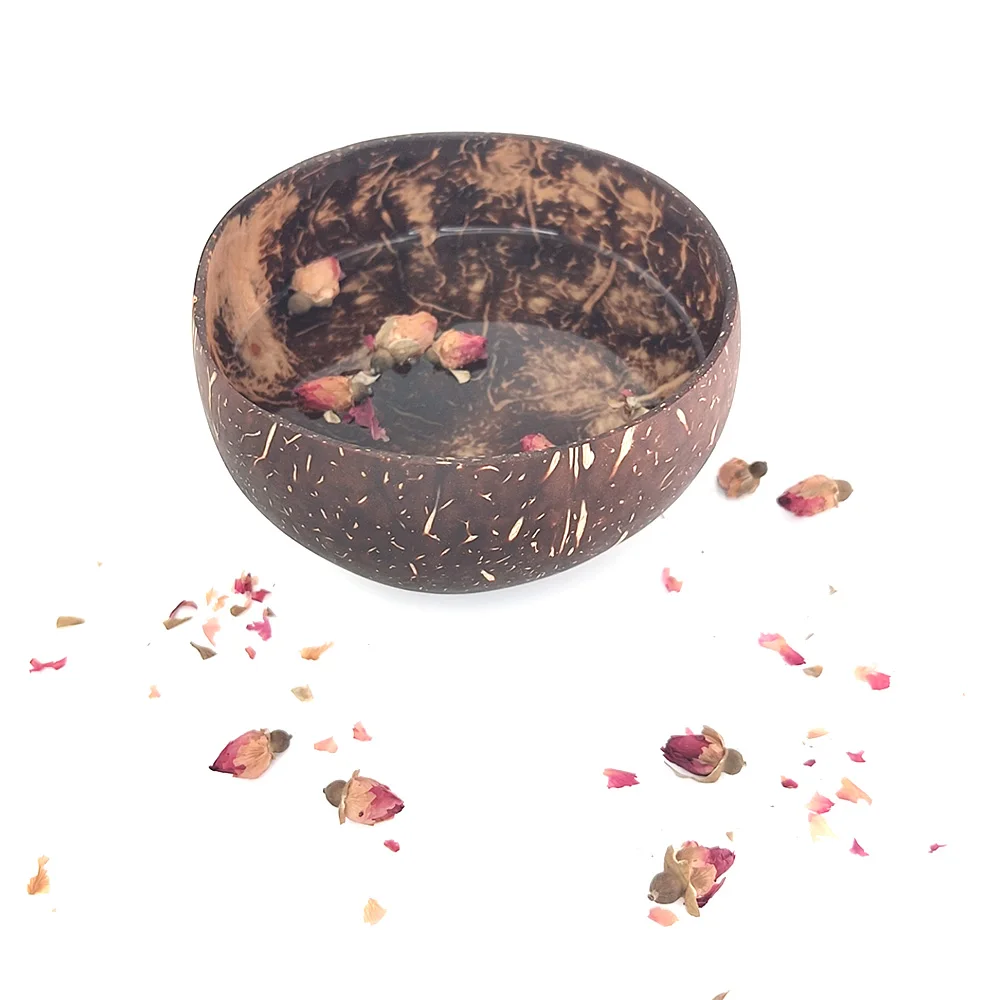 internaul自然椰子碗水果装饰水果沙拉面碗木制饭碗工艺品摆件创意