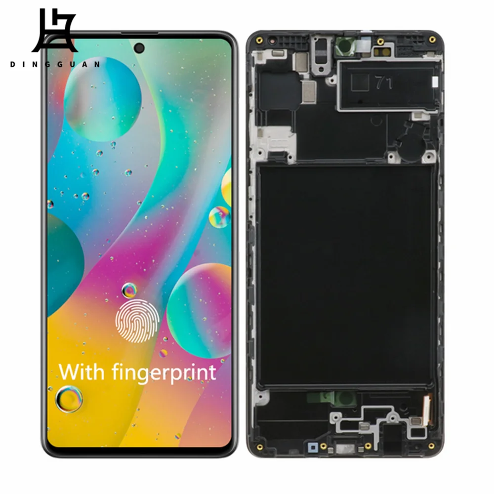 

Original OLED 6.7 inch LCD For Samsung Galaxy A71 A715 2020 LCD Display Touch Screen Digitizer Assembly frame, Black