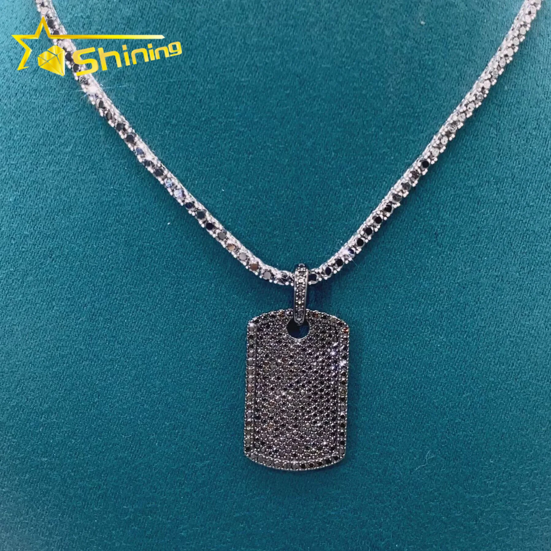 

Pass diamond tester s925 sterling silver micro pave hip hop iced out black gold plated black moissanite diamond pendant