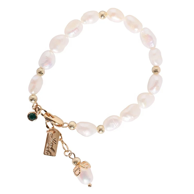 

CANNER Fashion Pearl Jewelry 14K Gold Plated Daisy Disc Charm Beaded Bracelets