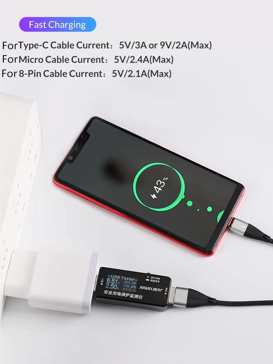 ZICAS High Quality Fast Charging Phone Magnet Charger 3 in 1 Magnetic USB Cable For iPhone+Micro+USB C - ANKUX.COM