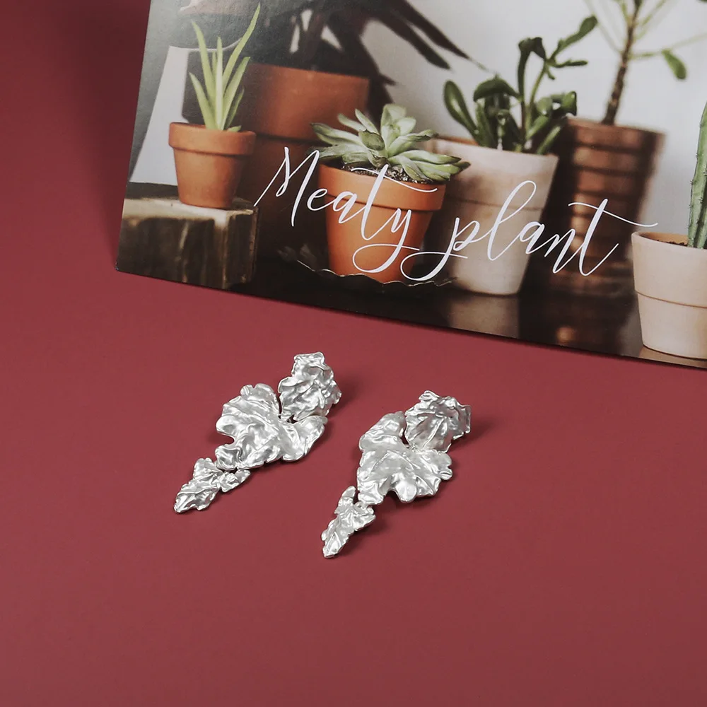 

Fashion Metal Texture Earrings Alloy Silver Metal Geometric Drop Rarrings