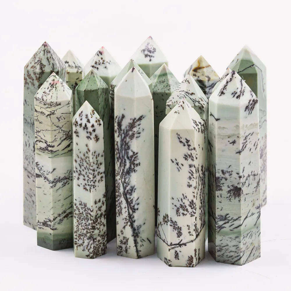 

New products natural crystal quartz point healing folk crafts dendritic opal tower