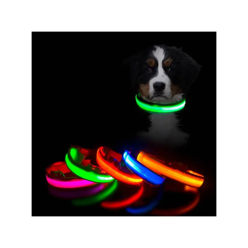 

Customized Logo Reflective LED Rechargeable Glowing Comfortable Adjustable Dog Collars, Red, yellow, green, blue, orange, pink, white, colorful