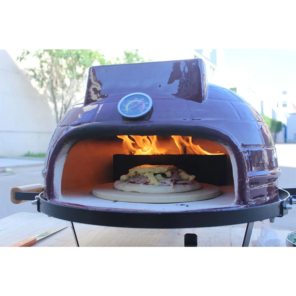 
STEEL EGG BBQ 21 inch Tabletop Wood Fired Charcoal Ceramic Pizza Oven 