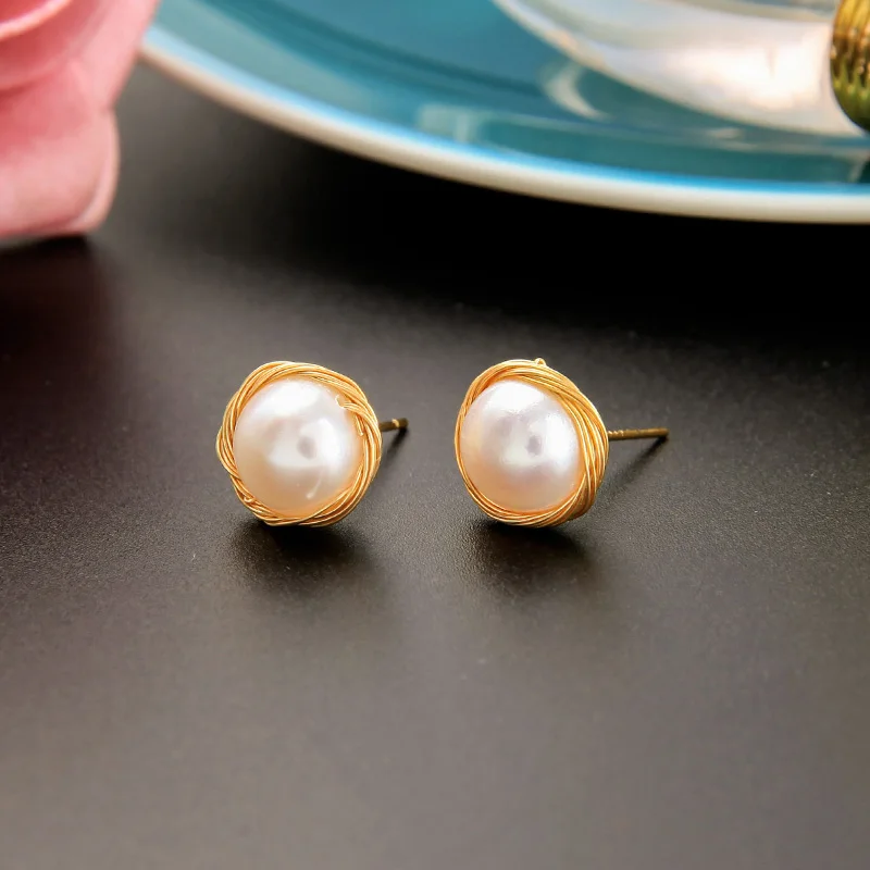 

90172 Freshwater Pearl Stud Earrings Freshwater Pearls For Jewellery Making