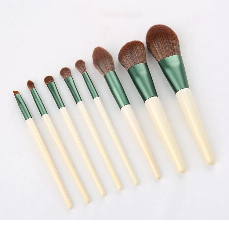 

HZM 8PCS Custom Label Pearl White Makeup Brush set Colorful Hair Wood Handle Luxury Beauty Cosmetics Brushes Kit