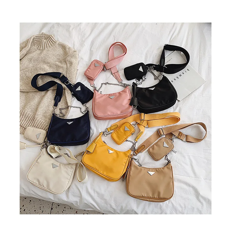 

Luxury Wide Shoulder Strap Bag Women Trendy Vintage Nylon Handbag Female Small Subaxillary Bags Set Casual Shoulder Bag Bella