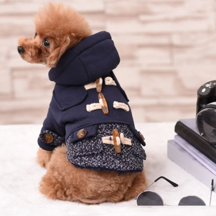 

Designer High Quality Dog British Style Winter Coat Dog Accessories Clothing Custom Dog Jacket, Navy blue, light grey