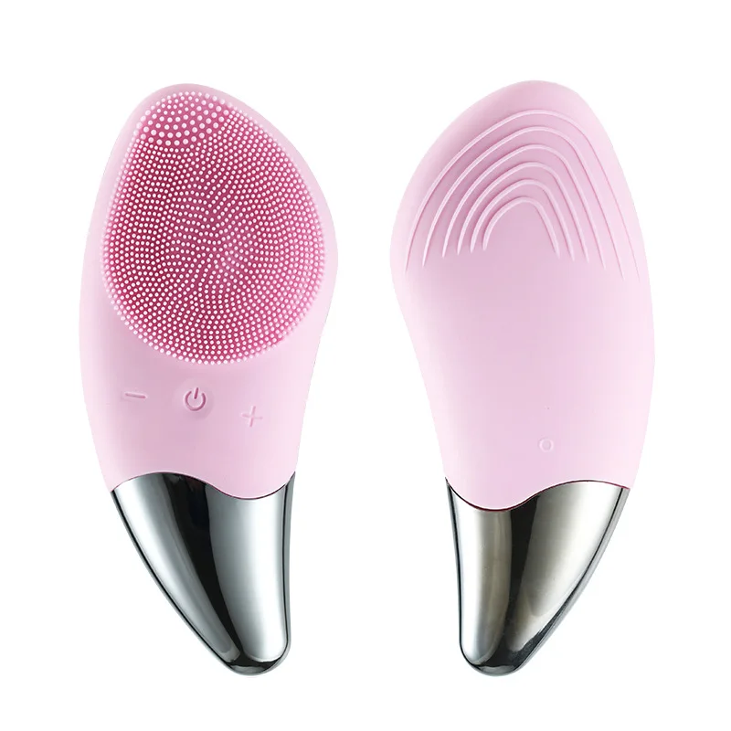 

2021 Mini Portable Waterproof Sonic Pore Cleaner Face Cleaning brush Face Massage Electric Silicone Facial Cleansing Brush, Pink, green, blue