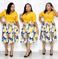 

African Style Plus Size Women Clothes Office Lady Knee length Midi Dress