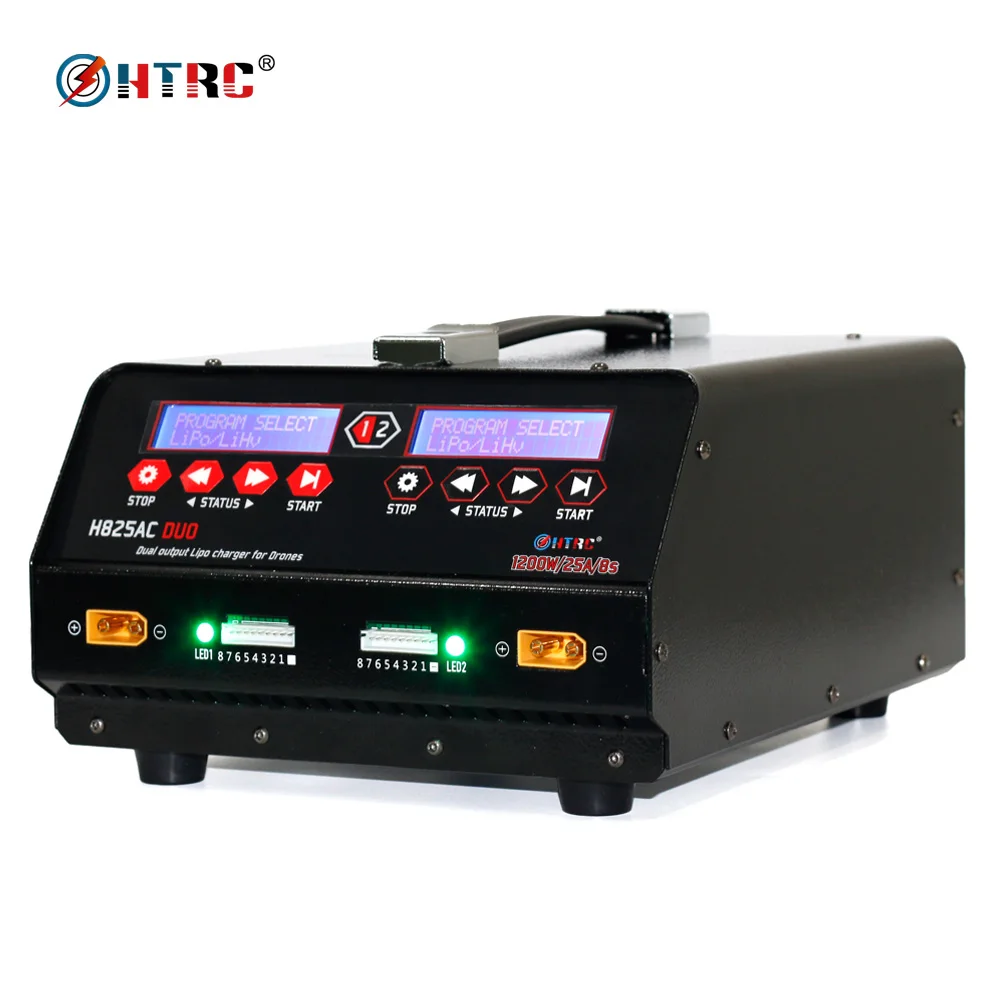 

HTRC H825AC DUO 1-8s Lipo/Lihv Battery Balance Charger 1200W 25A Dual Output for Drone RC Toy Lipo Battery Balance Charger