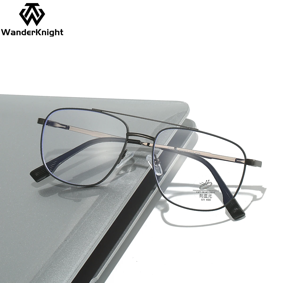 2024 Luxury designer double bridge Pilot optical eyeglasses frame  anti blue light eyeglasses men's metal eyeglasses