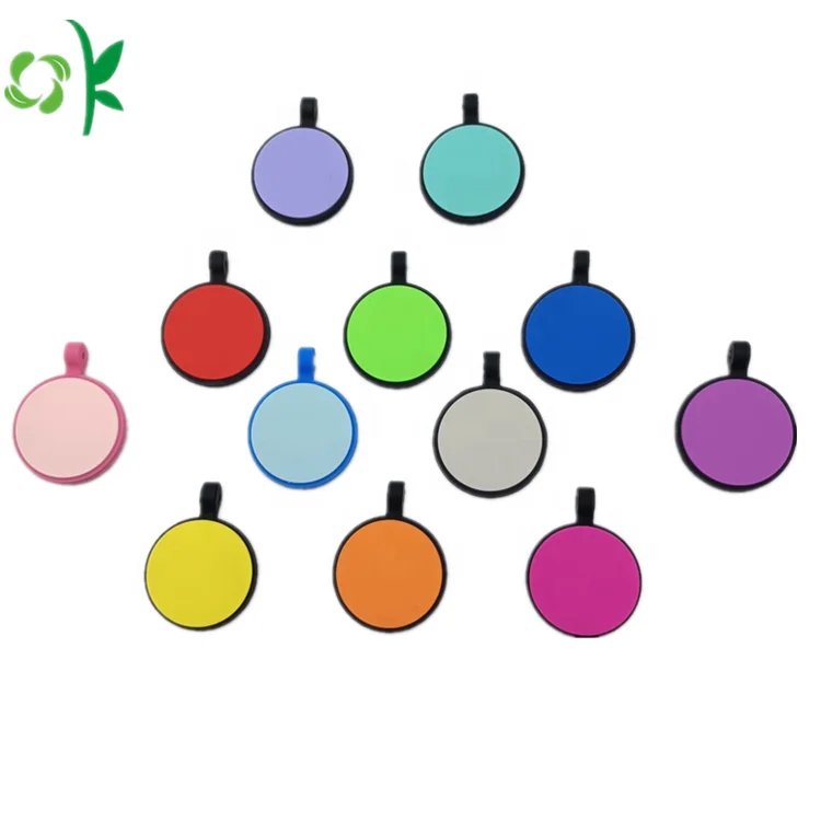 

OKSILICONE Customized Logo Silicone Pet Tags Silicone Circle Design Pet Tag Silicone Material ID Name Collar Pet Tag
