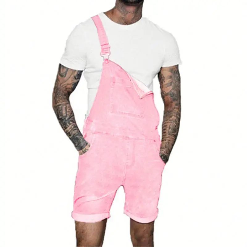 

Men's Summer Jeans Clothing Casual Cool High Waist Pocket Overalls Solid Color Suspenders, Customized color
