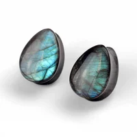 

Handmade Labradorite Teardrop Stone Ear Plug Ear Stretcher Plug Body Piercing Jewelry