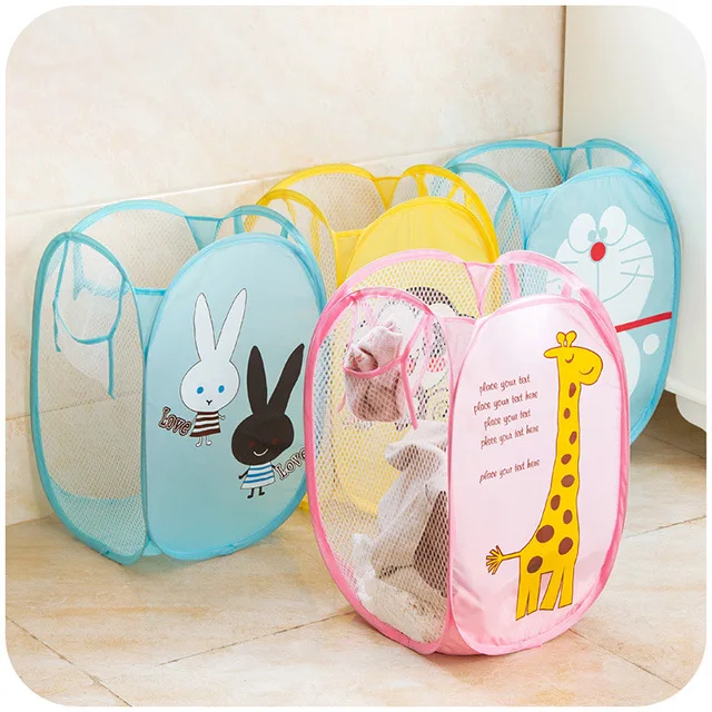 

Animal pattern nylon mesh portable folding pop up laundry basket, Customized color