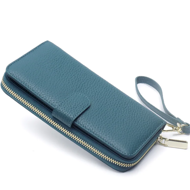 

Wholesale 2021 genuine leather purse card holder large capacity clutch bag for lady multi-functional women's long wallet