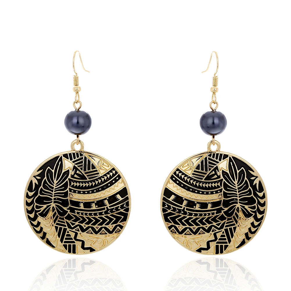 

SophiaXuan Holiday 18K Gold Plated Earrings Round Pendant Hawaiian Jewelry Earring, Picture shows