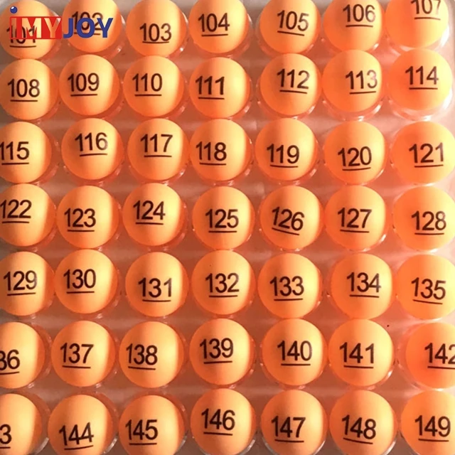 

Ping pong Ball with numbers of lottery lotto or bingo blower machine  bingo lottery balls, Orange, white, red, green, blue, yellow