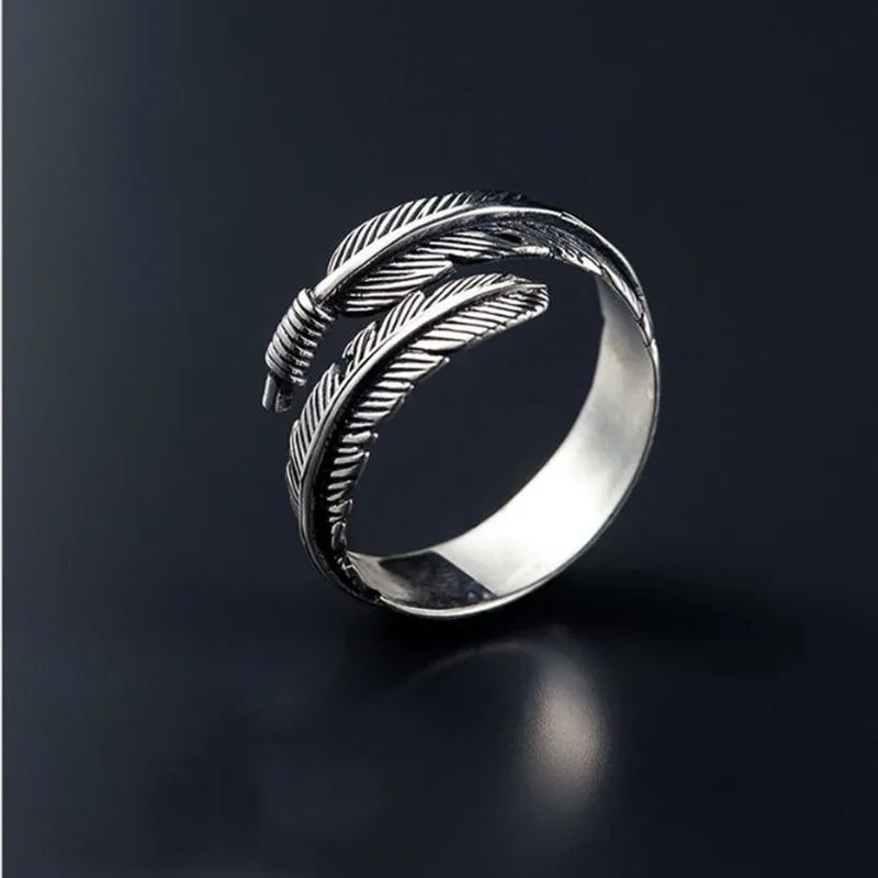 

Retro High-quality Jewelry Not Allergic Feathers Arrow Opening Rings Anillos Adjustable Ring Men Finger Ring