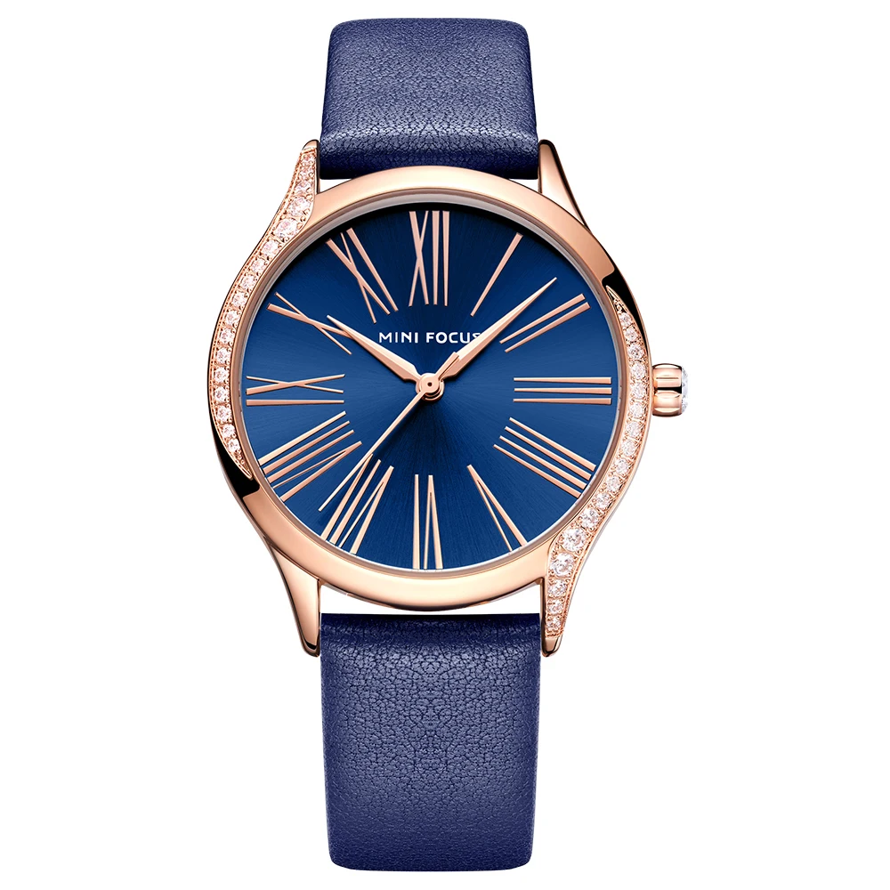 

Simplicity Fashion Cheap Watch Relojes De Cuarzo Blue Round Mirror Roman Numerals Waterproof Diamond Bordered Women Watches, 5 colors