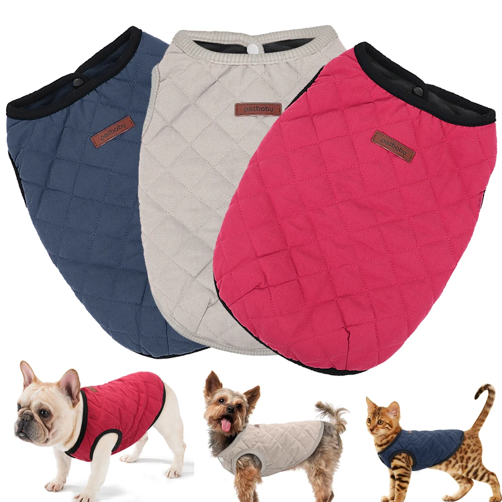 

French Bulldog Chihuahua Dog Clothes Coat Pet Clothes Winter Puppy Cat Clothing Jacket For Small Large Dogs Cats Vest Ropa Perro, Blue/red/beige