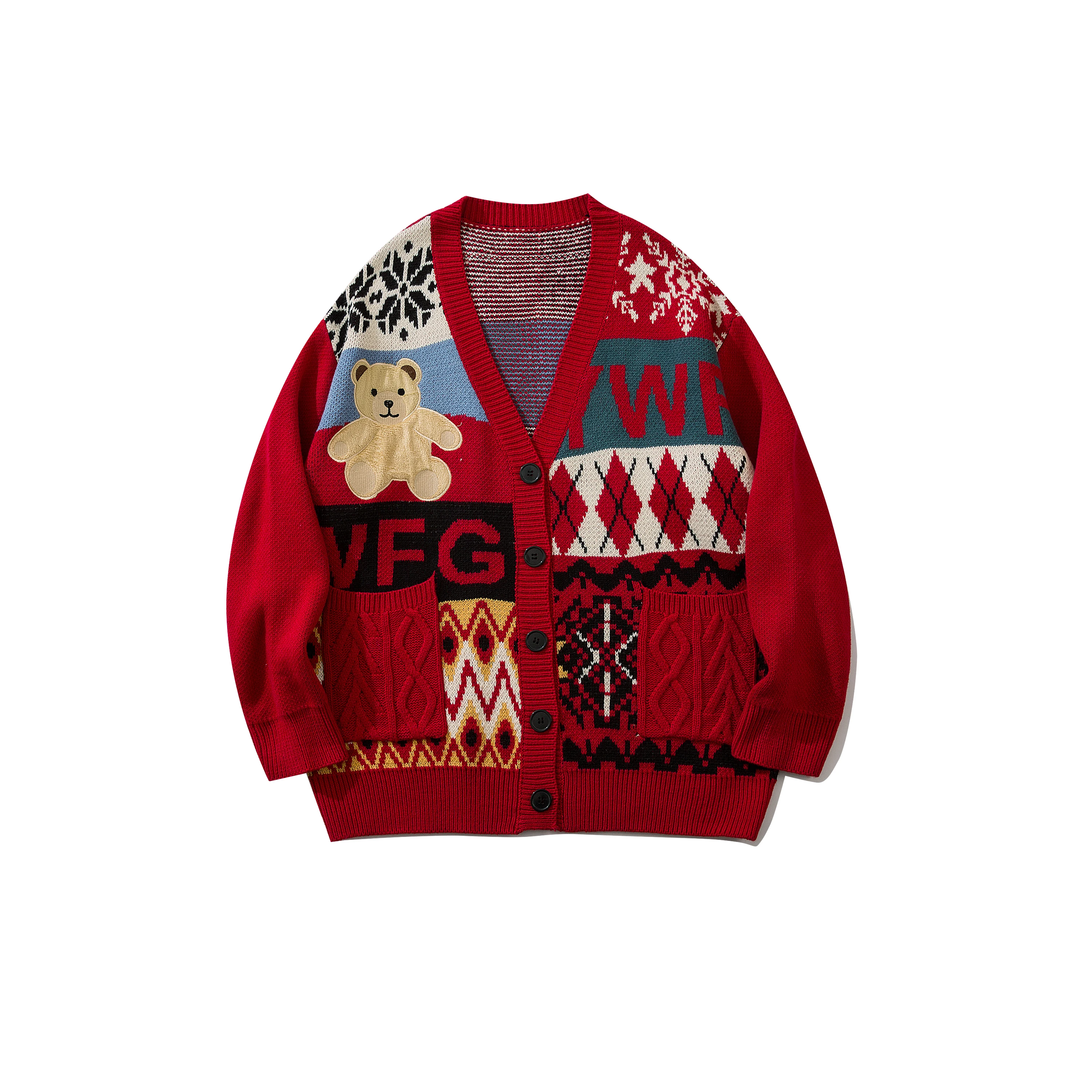 

High Quality Full Print Mens Sweater Cardigan Knit With Buttons