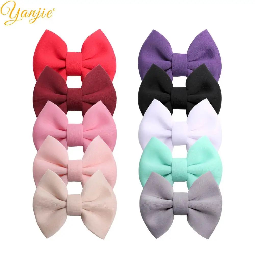

Hair Bows 4'' Puff Bow Barrettes Solid Soft Space Cotton Hair Clips for Women DIY Girls Hair Accessories, 10 colors