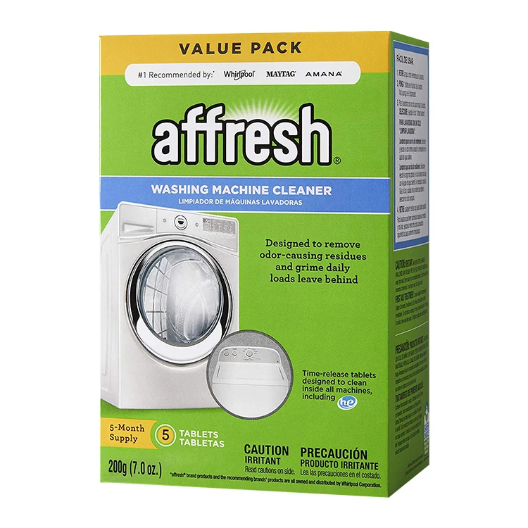 

Portable Ultrasonic Affresh Washer Machine Cleaner, Blue, white with yellow dot